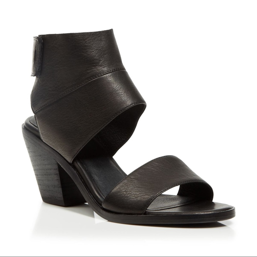 Eileen Fisher ART Leather Ankle Cuff BLOCK Heel Sandal Sz 6 ~ $245